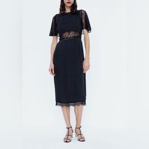 Zara Black Longdress with Matching Lace - Large